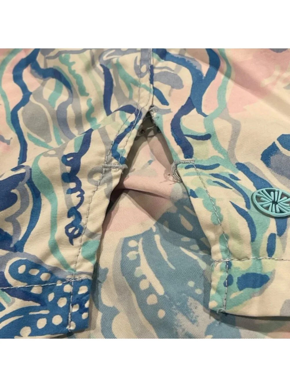 Lilly Pulitzer Capri Swim Trunks Men's‎ Size XL Blue Pink Coral Reef Print Beach